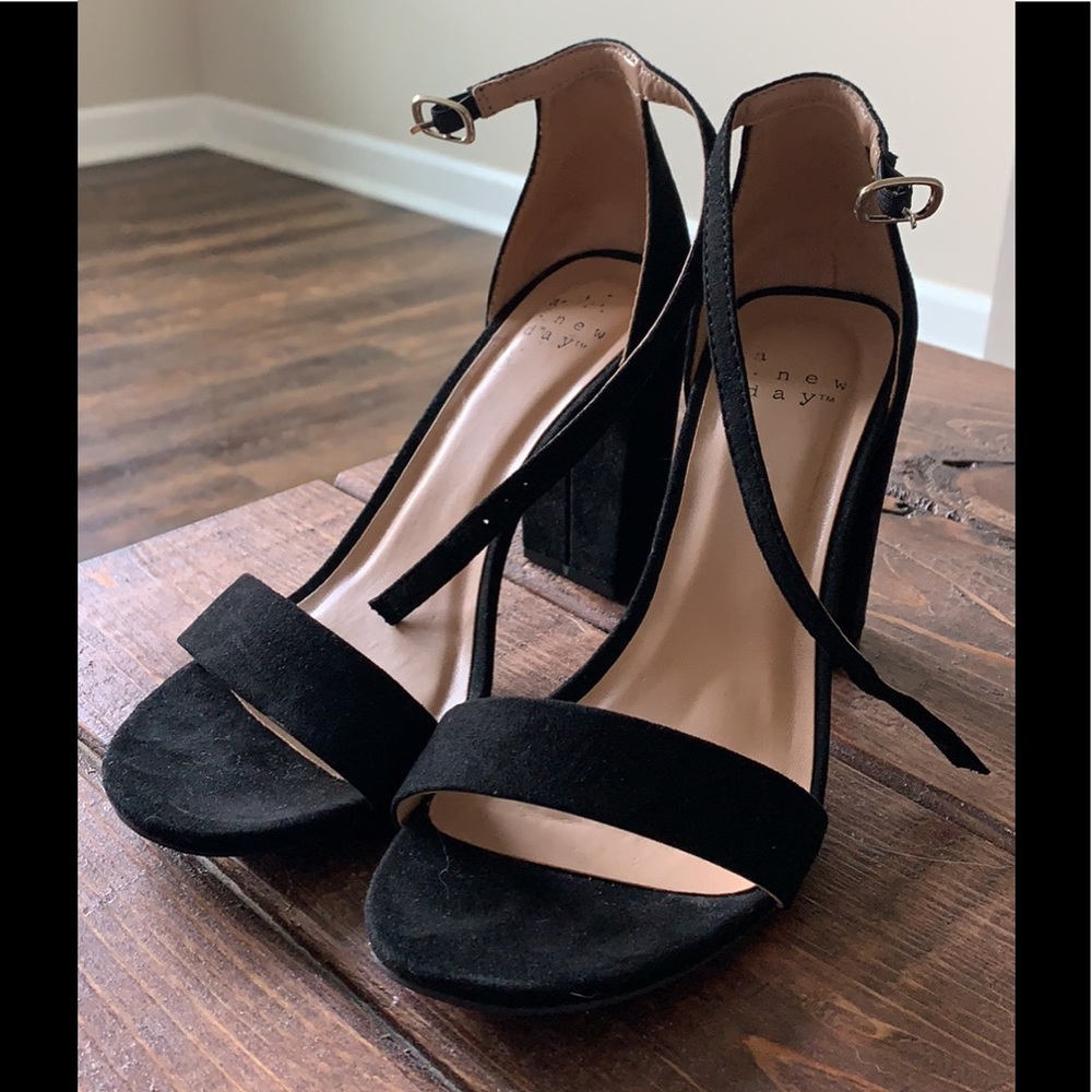 Black felt heels